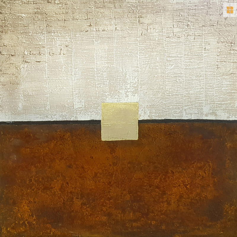 Matteo Arte Shop: Acryl/Mischtechnik, Gesso, Blattgold & Rost auf Leinwand - 100x100 cm